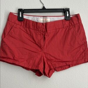 J. Crew Chino Red Tailored Shorts. Size 10. 100% Cotton